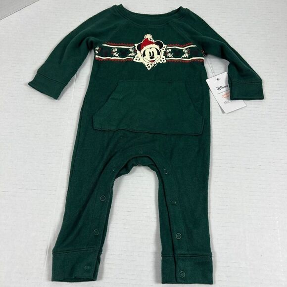 Disney Mickey Mouse Baby Raglan Jumpsuit Size 3 Months Christmas Super Soft!! - Picture 1 of 5